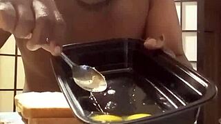 llamasr cooks bananas with big tits in dark kitchen fun