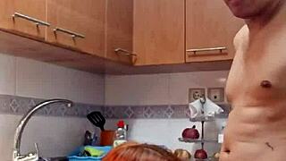 best kitchen creampie fuck ever with my juicy big clit milf stepmom 😍🍑