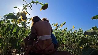 damiana flashes curvy brazilian ass in sunflower field before public transando