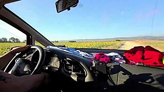 damiana flashes curvy brazilian ass in sunflower field before public transando