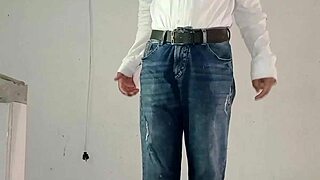 Feel the jeans rip with double orgasm rush?