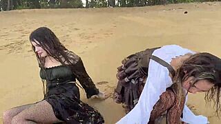 Two Hot Pirates Pound Sexy Sailors' Tight Pussies After Shipwreck Orgy!