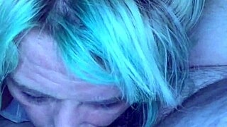 street hooker deepthroats cock bareback in car sucking cum in mouth public night