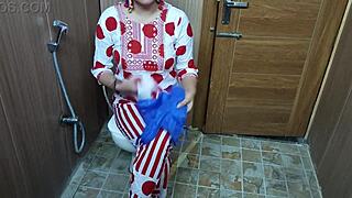 Hindi Teen Stepson Sneaks Up On Stepmom Changing Clothes And Fucks Her Big Ass In Toilet