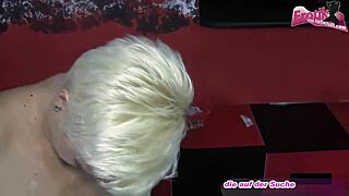 German Redhead Tattoo Slut Gangbanged by Swingers in Night Club Orgy Cum Swallow