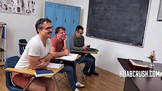 today's hot group lesson: fuck the big tits milf hijab teacher with classmates 🔥🍑