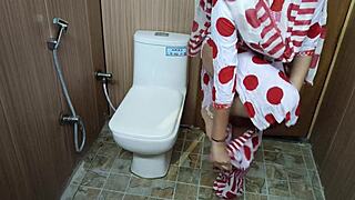 Hindi Teen Stepson Sneaks Up On Stepmom Changing Clothes And Fucks Her Big Ass In Toilet