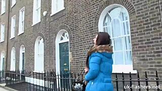 British Amateur Flashes Her Cute Titties And Fingers Pussy In Public Outdoor Kink