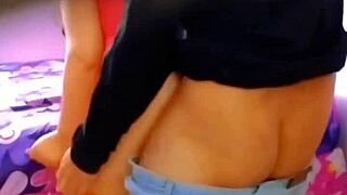 Neighbor fucks me hard anal creampie squirt sucks cock in his bed