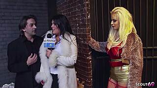 Jasmine Black joins mmff foursome cfnm session bent over