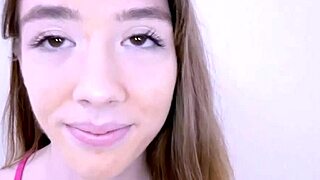 Pretty teen model spreads legs wide for cock during sofa audition fuck.