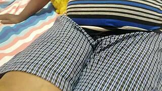 hot stepmom's huge natural tits and big ass tempt for curly brunette housewife pounding