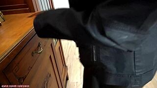 hey bambi gets dominated by candy's strap-on and dildo in leather 😈👢