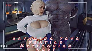 uhh darkseid's monster cock breeds power girl's big tits ass with creampie handjob mess