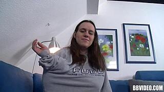 wanna watch busty german milf finger her big tits?