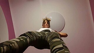 Blonde Femdom Slut Kneels for Cum Jerkoff Feast