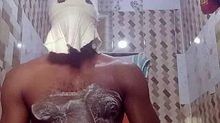 My erotic homemade masturbation in steamy bathroom feels huge naked bliss