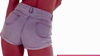 Sexy Danish slut shakes tight jean shorts ass in relaxing asmr dance