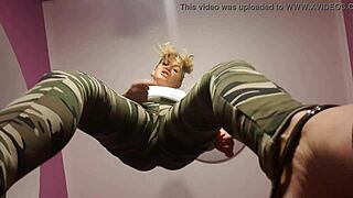 Blonde Femdom Slut Kneels for Cum Jerkoff Feast