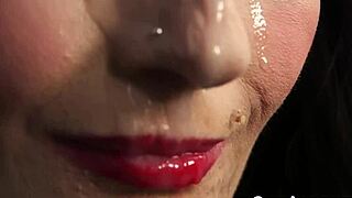 Frisky Babe Swallows Jizz After Face Bukkake Blast