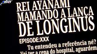 rei ayanami cosplay babe gives huge black cock blowjob backstage cum in suit