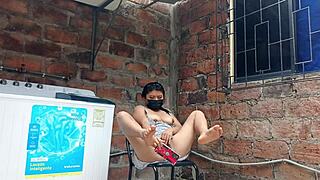 Neighbor slut, why flash that fat pussy under your dress in the yard?