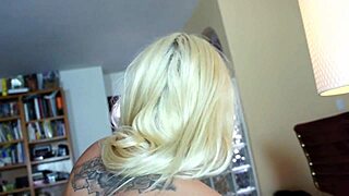 roxxi silver kneels as her shaved pussy gets drenched in thick cumshot after worship.