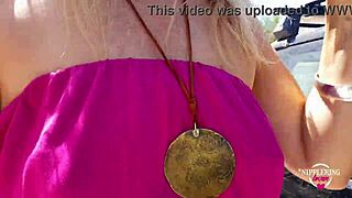 wanna see this kinky mommy flash her extreme pierced nipples pussy and ass on street?