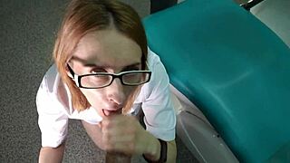 whoa doctor milf sucks patient cock then takes facial cum