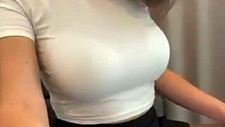 Stepmom in Short Skirt Teases with Bra Under Miniskirt Outdoors