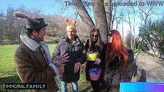 MIA TREJSI takes DOUBLE VAGINAL easter foursome with hot redhead KATY ROSE ass licking!