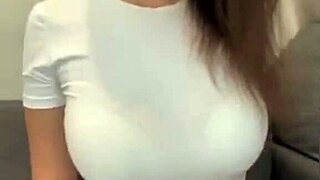 Stepmom in Short Skirt Teases with Bra Under Miniskirt Outdoors