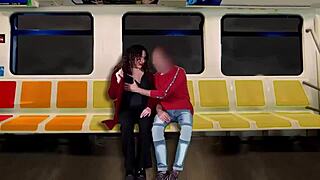 she jerks off a stranger on the train while hubby films