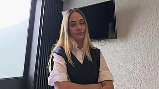 stepdad punishes late uniform student with pink pussy pounding