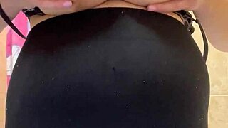 Slut stepmom flaunts massive milky tits while showering seductively