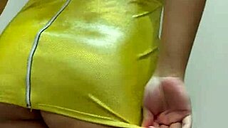 a curly morena in mini skirt no panties teases young guy dancing funk he pounds her pussy till creampie inside