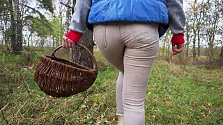 Milf Struts Tight Jeans Through Forest Teasing Massive Ass Worship