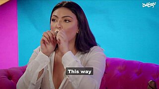 Brazilian brunette slams tattooed latina's shaved pussy with toys