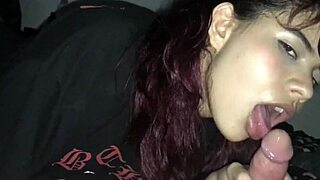 skinny latina amateur deepthroats balls then takes hard doggystyle creampie pounding