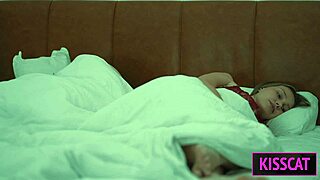 stepmom shares bed with steps on while hubby waits ending in huge facial creampie