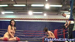 hey these euro babes wrestling get naked an' lick umm