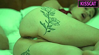 stepmom shares bed with steps on while hubby waits ending in huge facial creampie