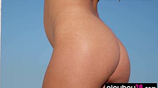 Petite brunette ariel tempts in bikini before baring shaved pussy outdoors