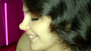 brunette in stockings deepthroats with her furry pussy dripping wet