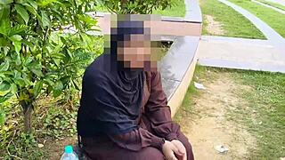 innocent hijab girl trades cash for that deep pounding in the garden