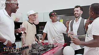 i stripped sensually then one guy fucked me before all five gangbanged with dp