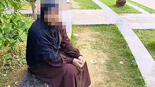 innocent hijab girl trades cash for that deep pounding in the garden