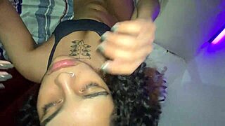 Ebony teen babe's post-party ass massage