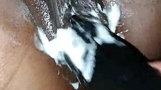 Hubby Shoves Massive 22cm Dildo Deep Inside Tall Wife's Hungry Hole