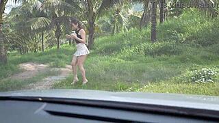 car deepthroat titjob erupts in risky pov cumshot